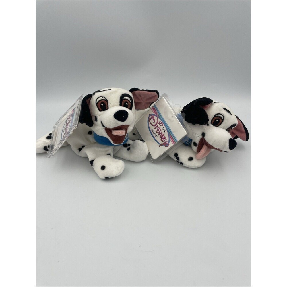 Lot 2 VTG DISNEY Store 101 DALMATIANS Spotted Lucky Mini Bean Bag 8" Plush NWT